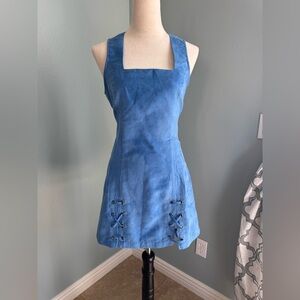 Re: Named blue mini dress with hem lacing detail
